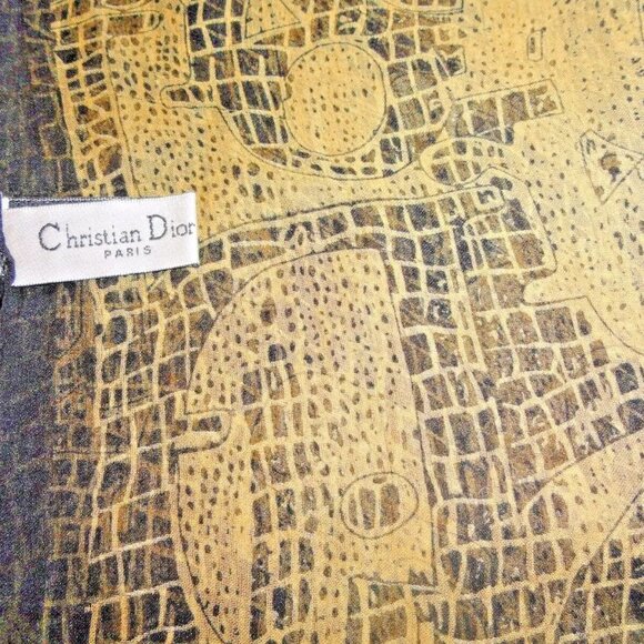 NEW AUTHENTIC RARE 2022 100% SILK CHRISTIAN DIOR PARIS SCARF SCARVE GOLD 60"X20" - Picture 12 of 15